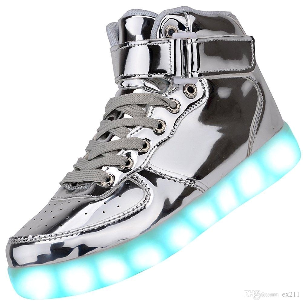 Sneakers that Light Up Light Up High top Sports Sneakers Shoes Women Men High top Usb