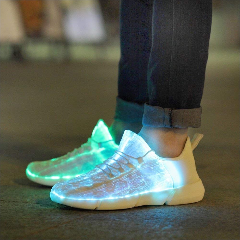 luminous fiber optic fabric light up shoes led flashing white adultgirlsboys usb rechargeable sneakers with light girls shoes for kids brown shoes