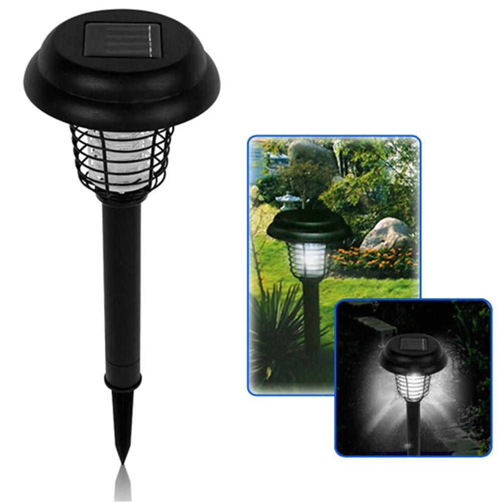 uv led solar powered outdoor yard garden lawn anti mosquito insect pest bug zapper killer trapping lantern lamp light with spike