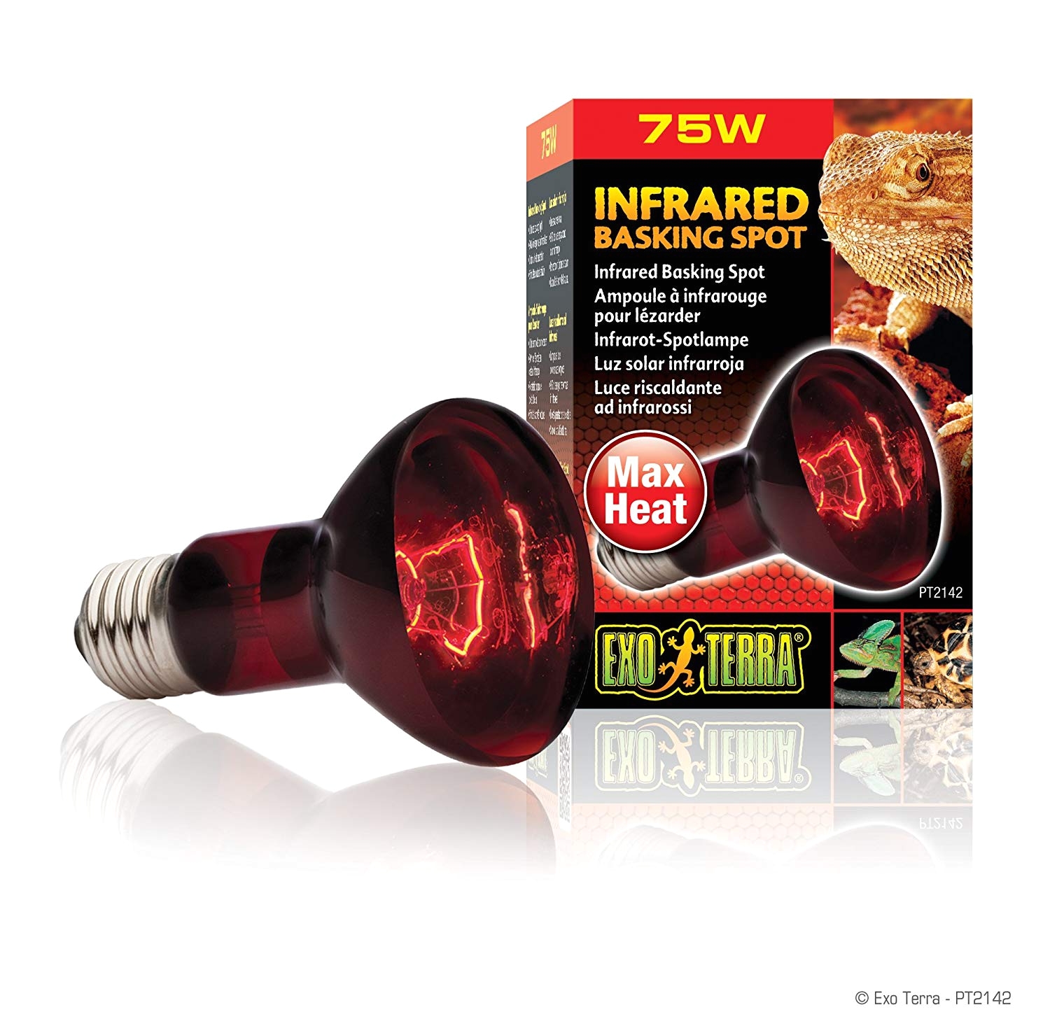amazon com exo terra heat glo infrared spot lamp 75 watt 120 volt pet habitat heat lamps pet supplies