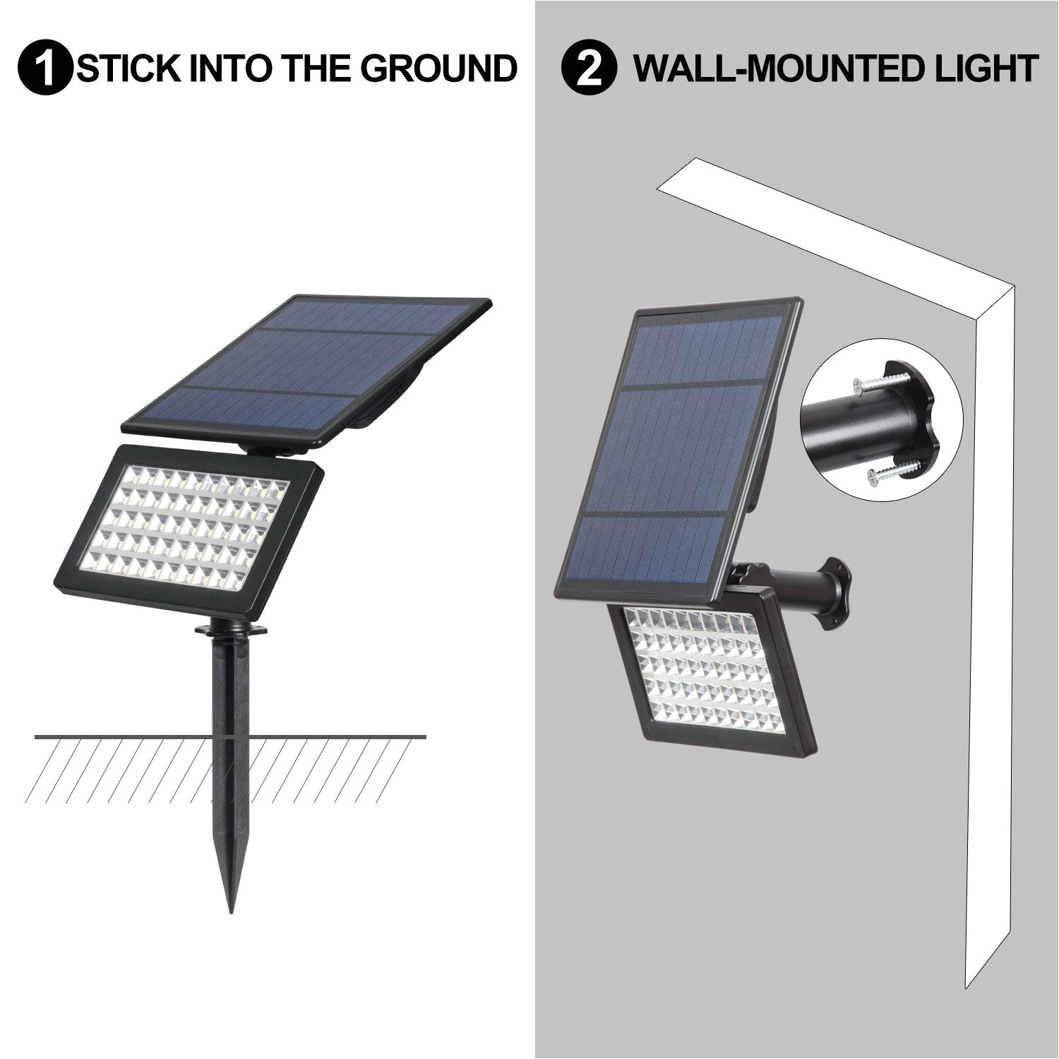 50 led solar spotlights t sunrise 5w solar garden light 2 modes flood lights outdoor adjustable auto on off security lighting for yard garden