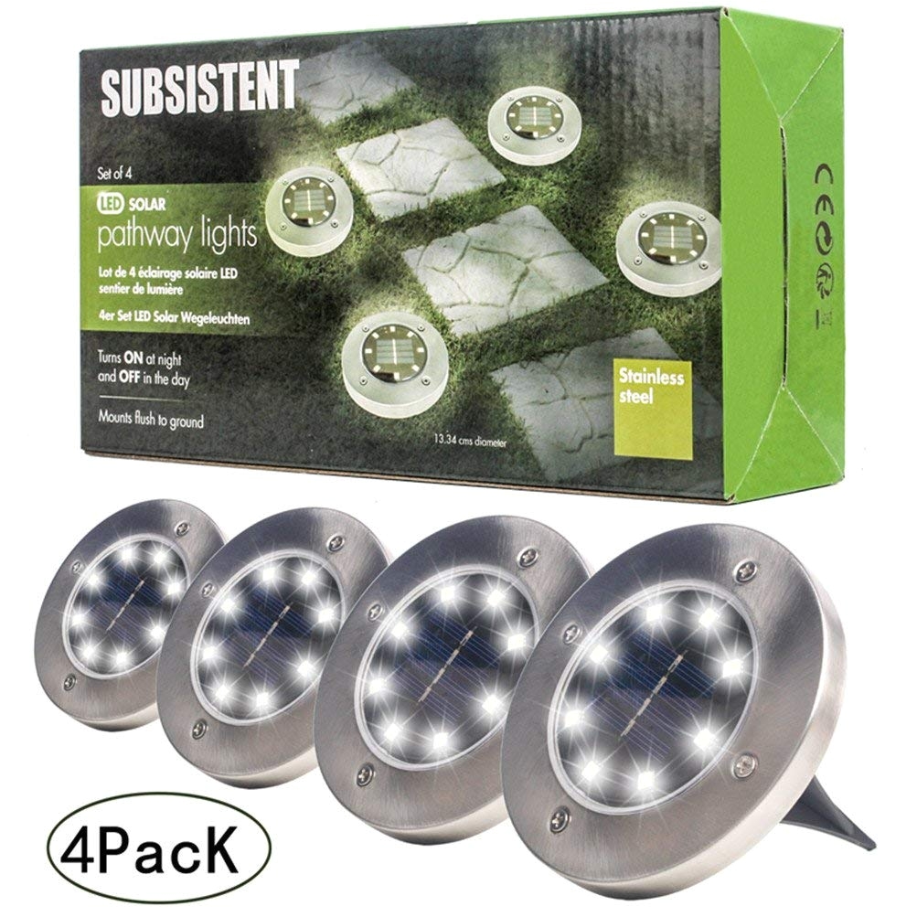 amazon com solar powered ground lights solar path lights outdoor led waterproof garden landscape spike lighting for yard driveway lawn pathway walkway