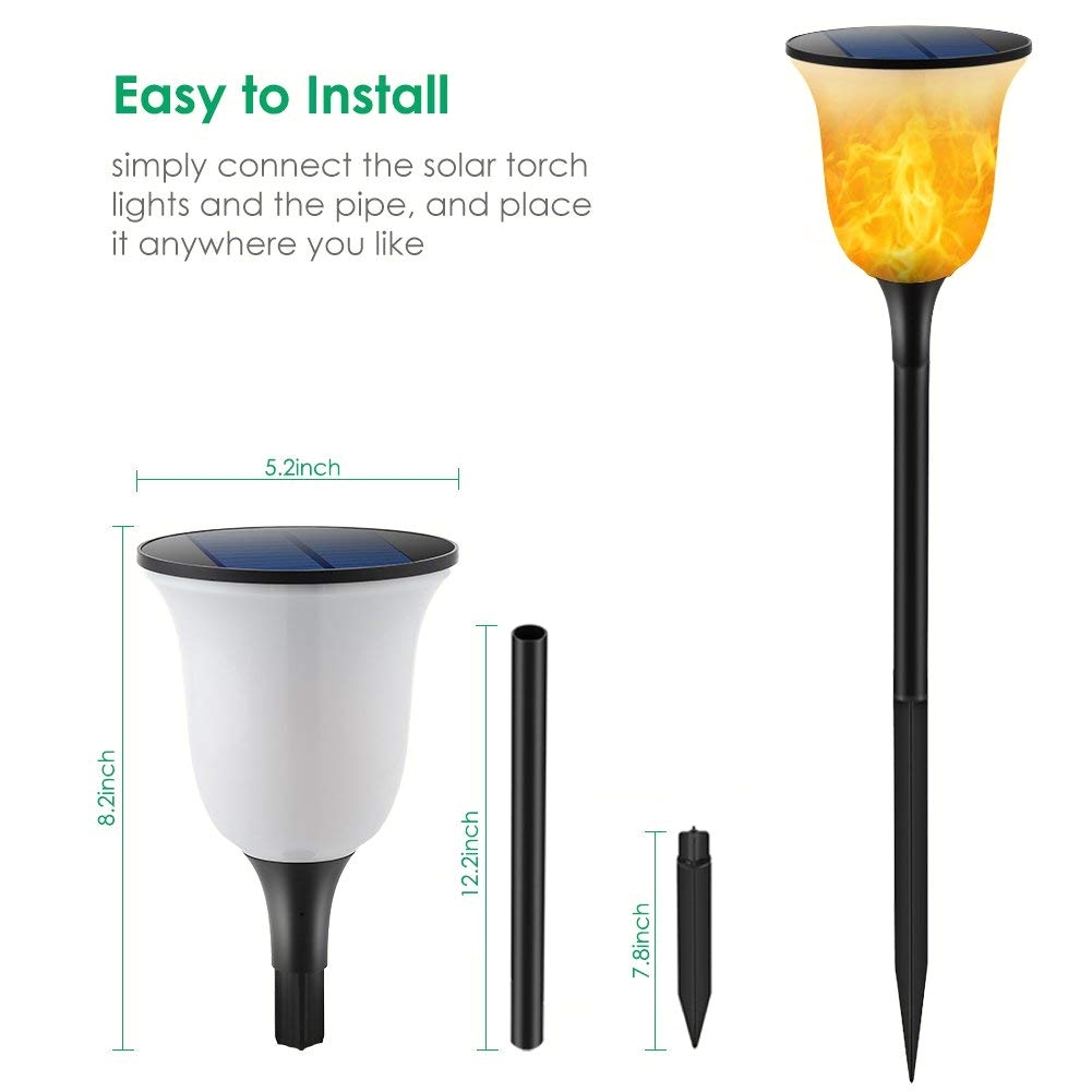 amazon com tomcare solar lights solar torches lights waterproof flickering flames torches lights outdoor solar powered path lights dancing flame lighting
