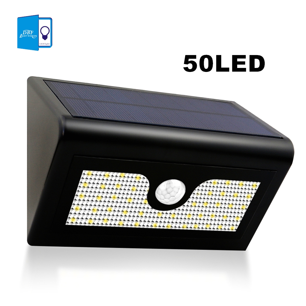 dbf50 led solar powered motion sensor light outdoor waterproof led solar spotlight led