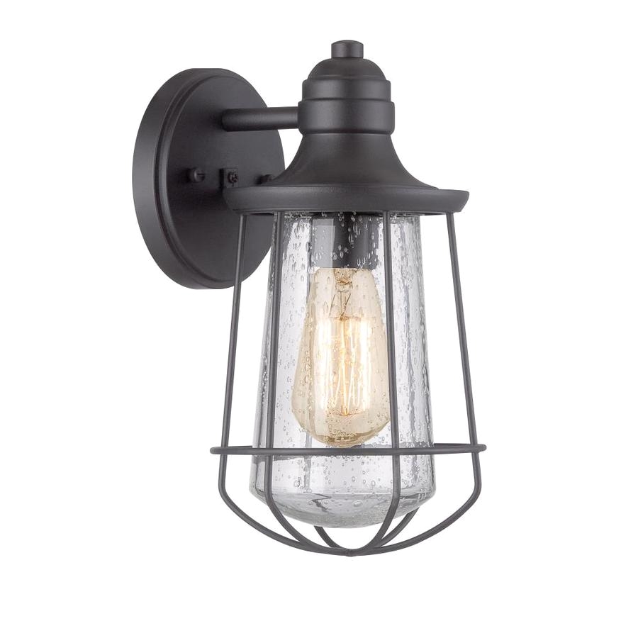 Solar Powered Motion Lights Lowes Shop Portfolio Valdara 11 5 In H Black Outdoor Wall Light at Lowes Com