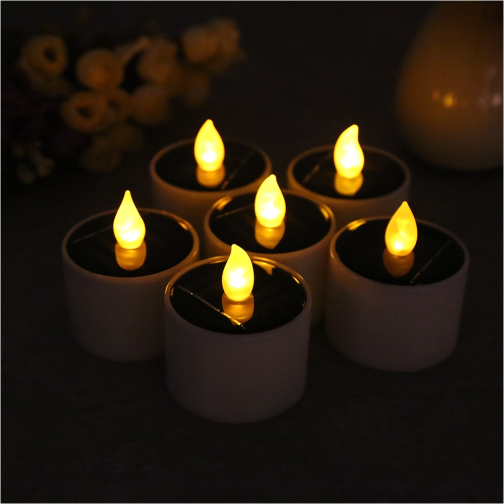 new 6pcs lot solar powered led candle light battery energy saving tea lamp for wedding