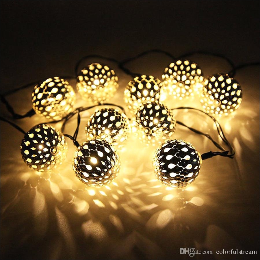 10 moroccan metal ball solar powered string lanterns led indoor or outdoor fairy lights white warm white christmas string c9 string lights from