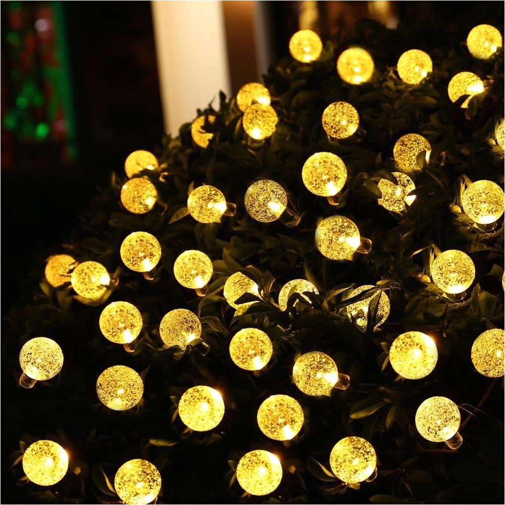 hot 30 led ledertek solar outdoor string lights 20ft 30 led warm white crystal ball solar