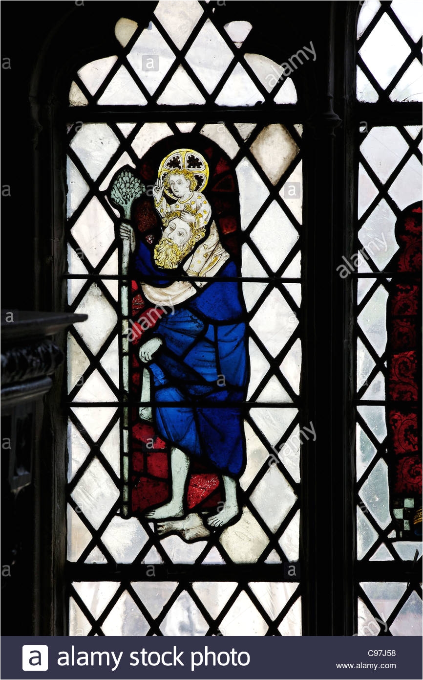 st christopher stained glass panel chapel of edward the confessor medieval stained glass