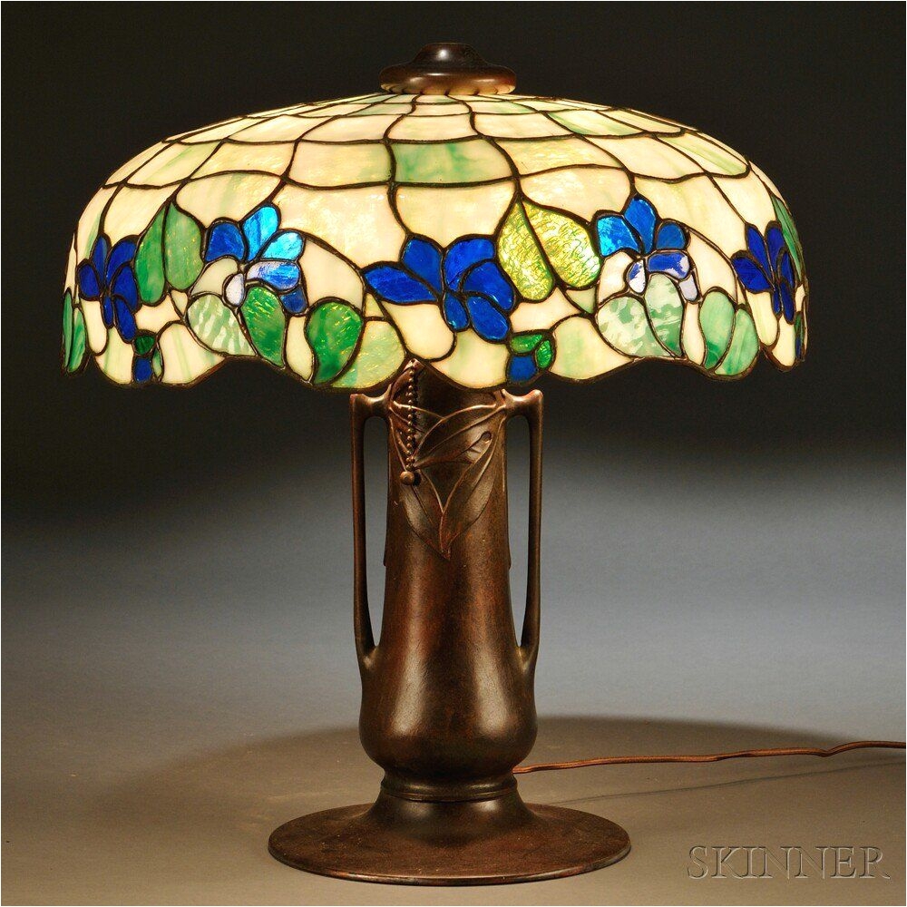 mosaic glass table lamp possibly j a whaley sale number 2770b lot number 40 skinner auctioneers