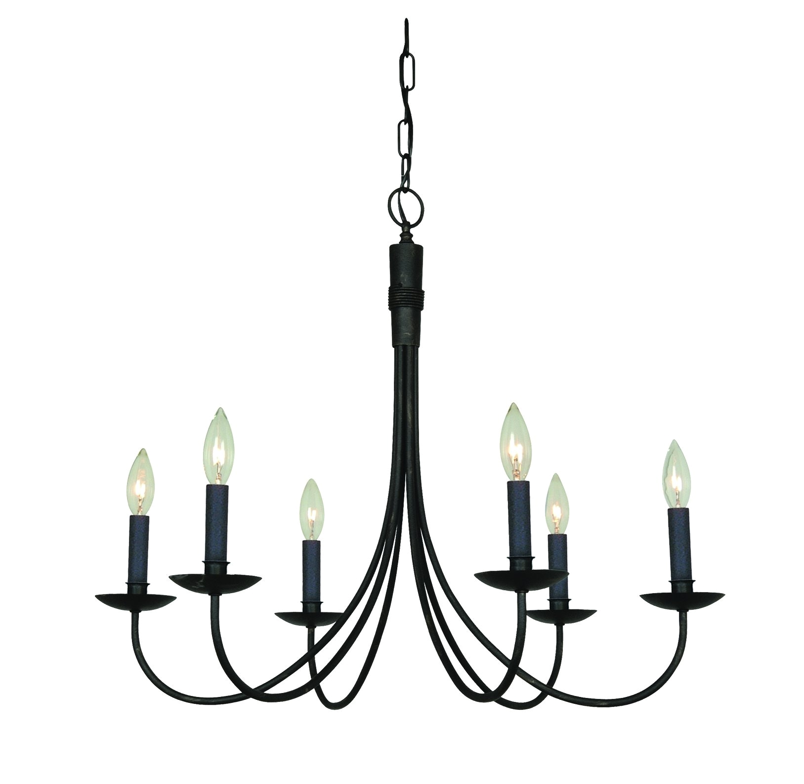 artcraft lighting wrought iron ac1786eb 6 light chandelier black amazon com