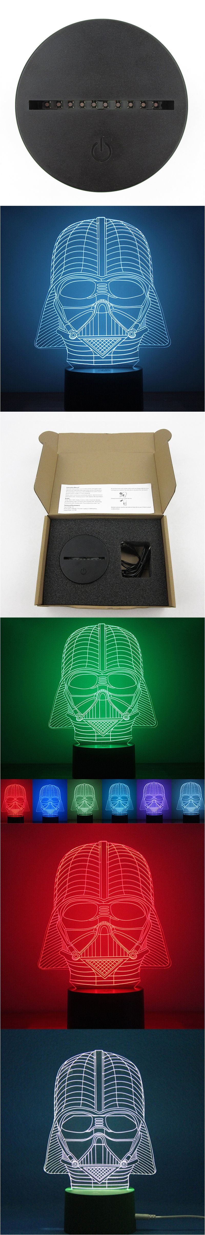 3d visual led light darth vader star wars table lamp touch usb plastic base