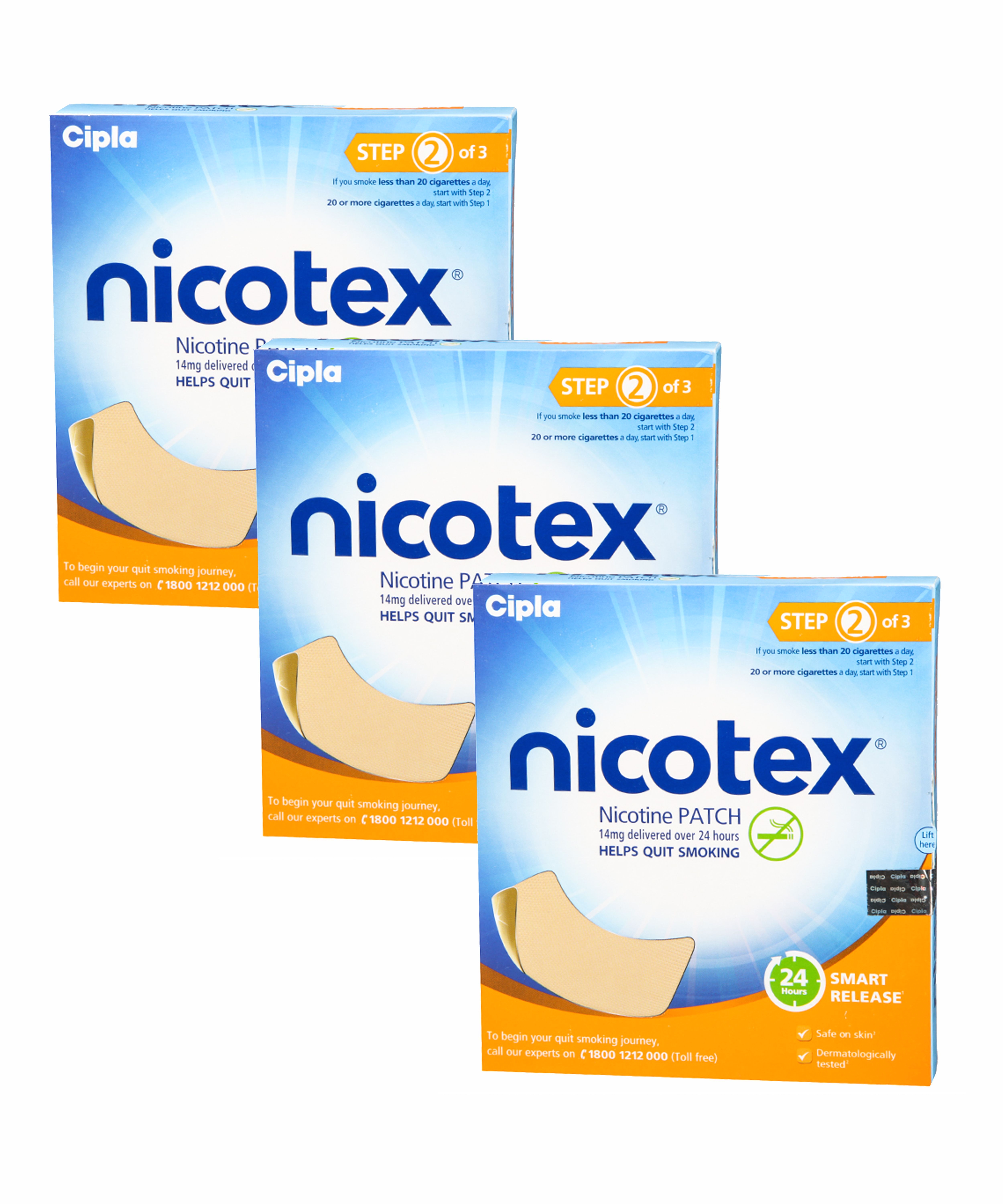 nicotex nicotine patch 14mg step2 pack of 3 patches 7 pcs