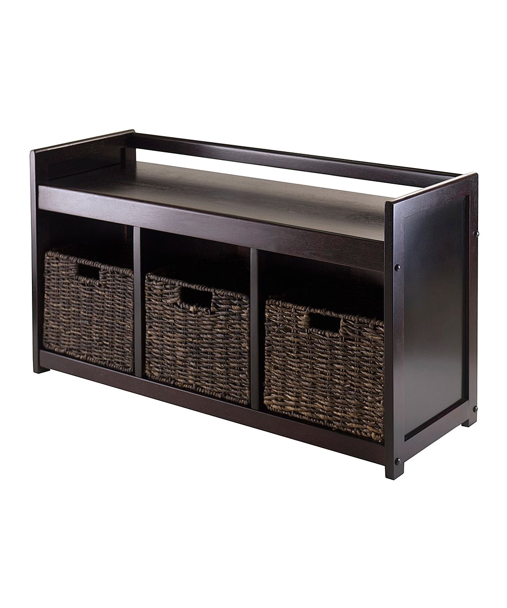 espresso chocolate addison four piece storage bench