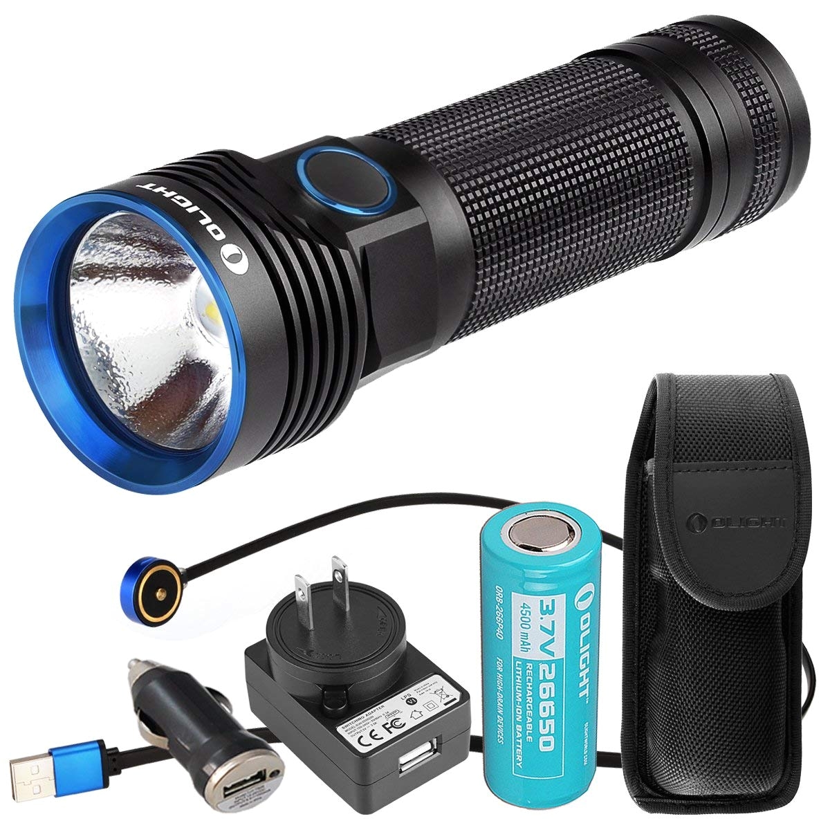 olight r50 pro seeker 3200 lumens cree xhp70 rechargeable led flashlight with lumentac adapter