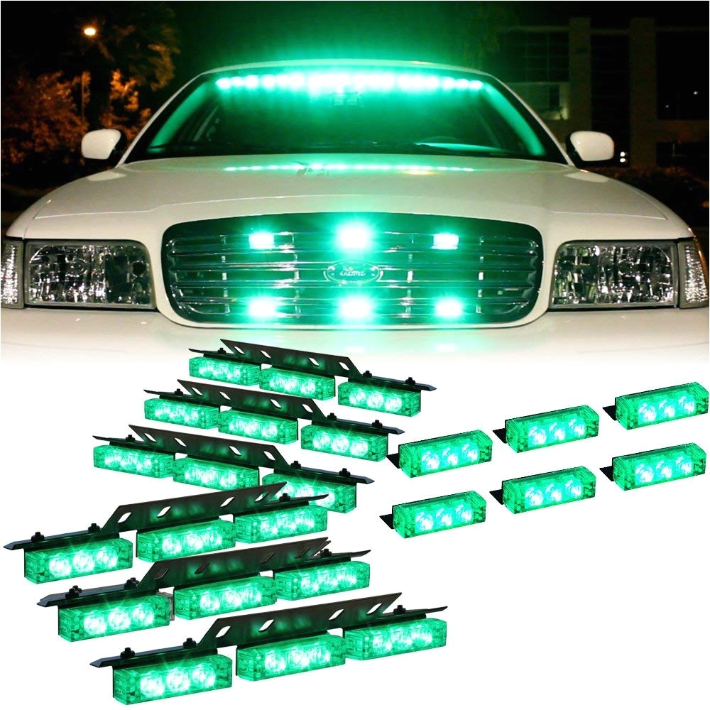 amazon com dt motoa¢ green 54x led emergency vehicle dash grill deck warning strobe lights 1 set automotive