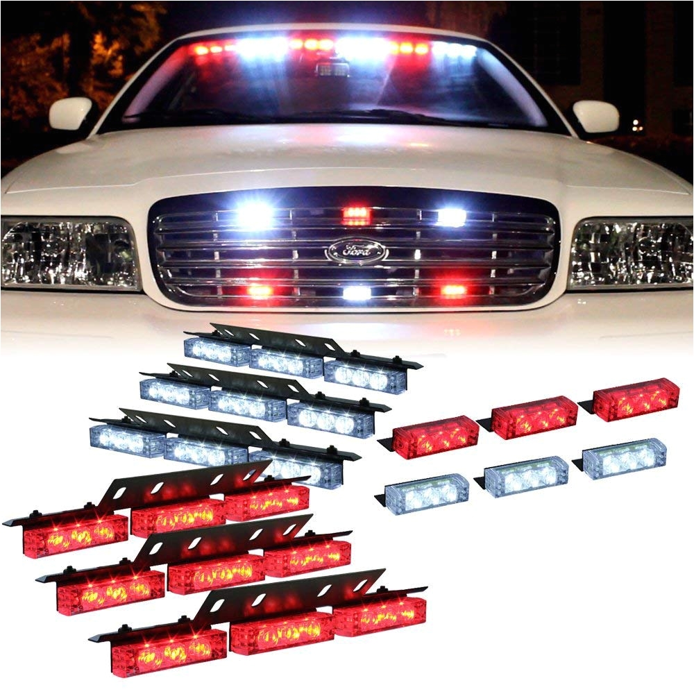 amazon com dt motoa¢ red white 54x led emergency service vehicle dash deck grill warning light 1 set automotive