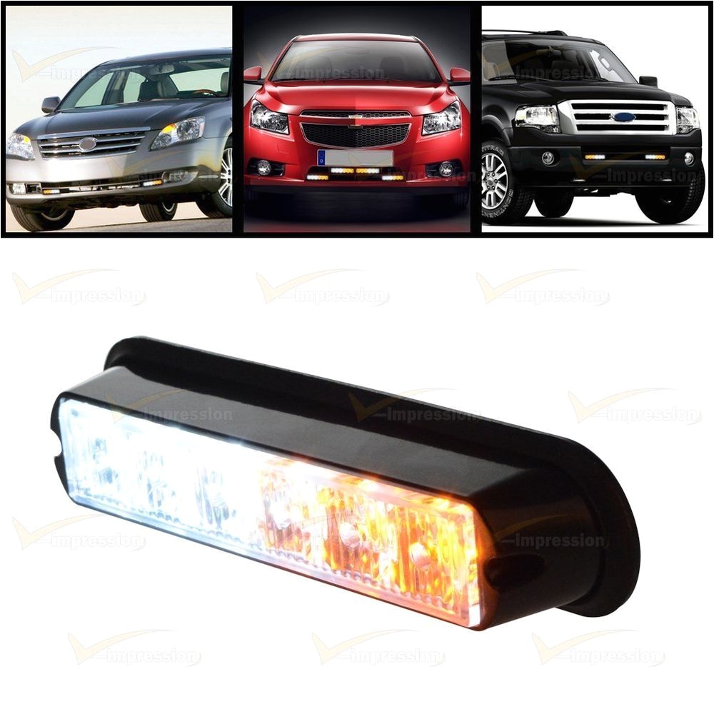 white amber 6 led warning beacon emergency car truck strobe flash light bar vimpression