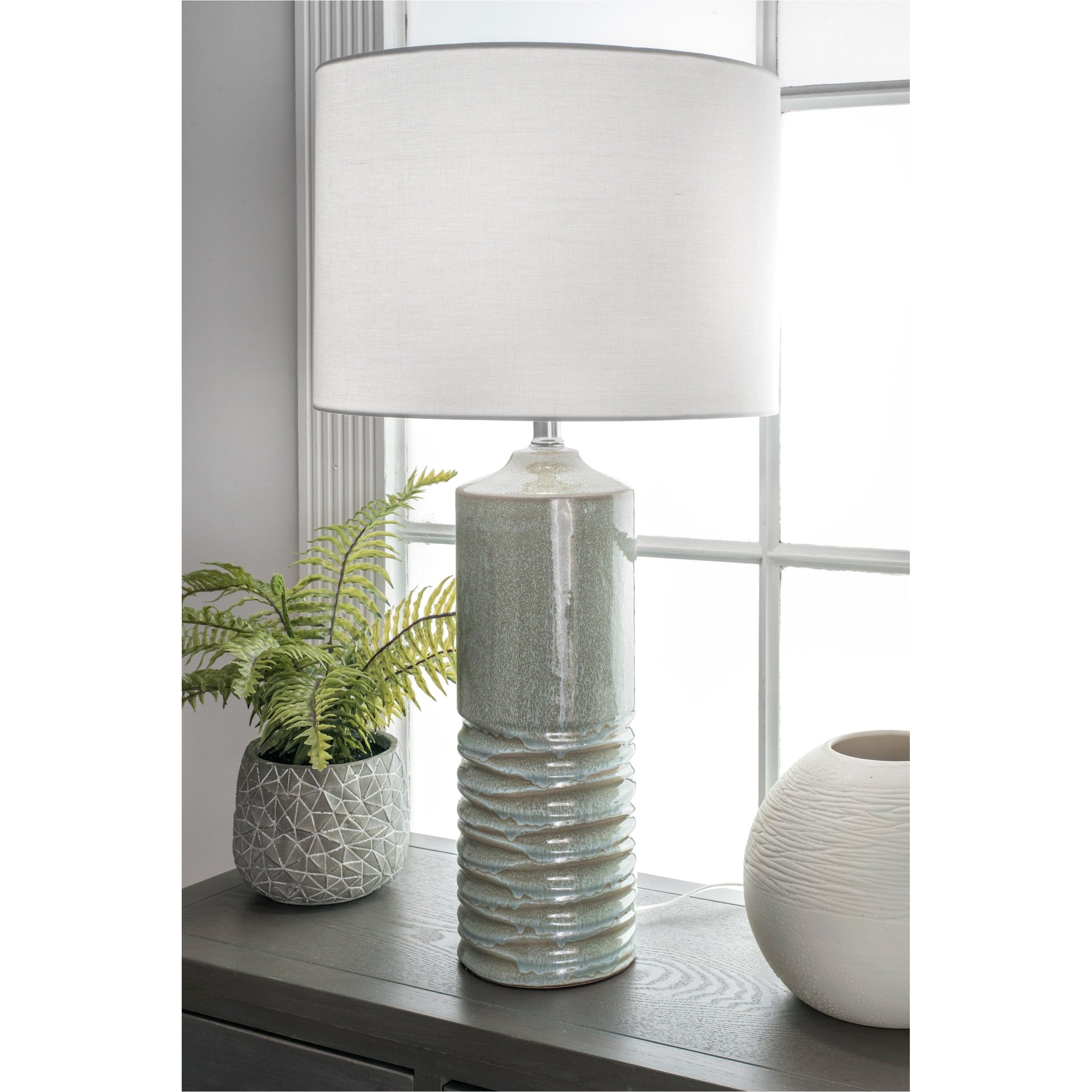 watch hill 27 inch naomi ceramic linen shade light sage table lamp sage green