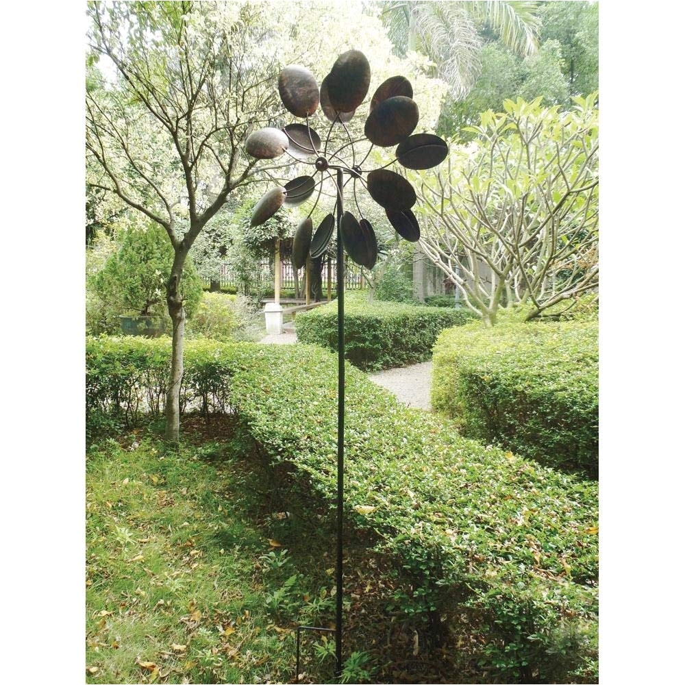 big modern art kinetic wind sculpture dual spinner metal garden outdoor pinwheel amazon co uk garden outdoors