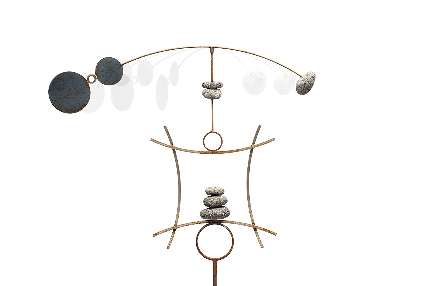 get quotations a· zen garden spinner kinetic wind sculpture balanced arch yard decor with rock cairn and stake
