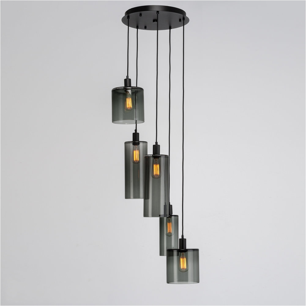 apothecary multi port chandelier with smoke hand blown glass by hammerton studio