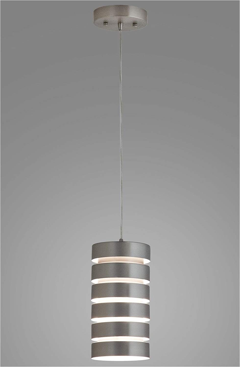 macchione modern hanging pendant light brushed nickel steel linea di liara ll p518 amazon com