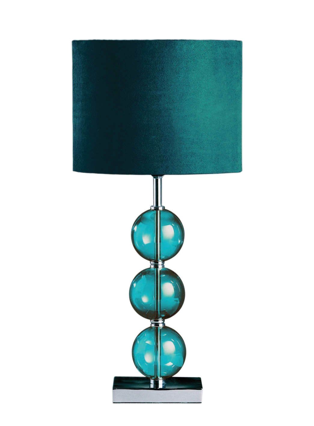 premier housewares mistro teal table lamp with 3 glass balls chrome base and faux suede shade amazon co uk lighting