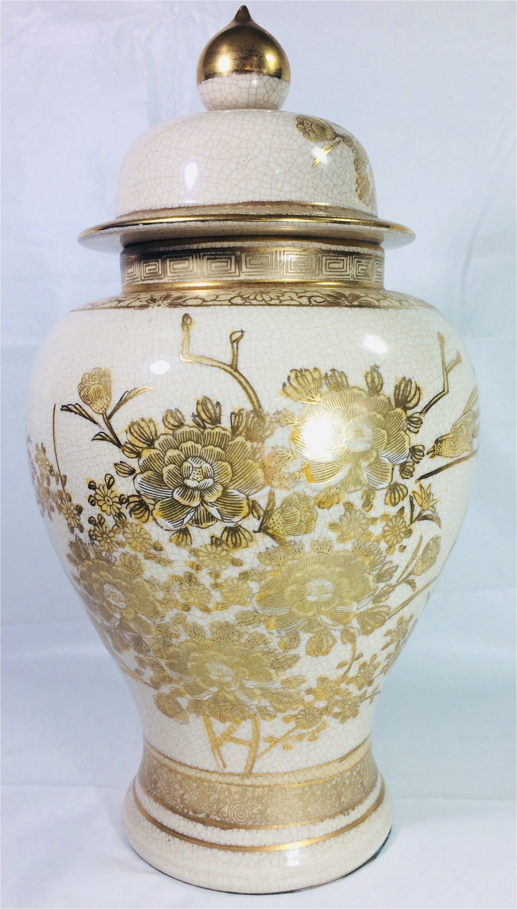oriental urn vase hand painted asian oriental decor gilded urn hand painted vase decorative vase urn with lid by heirloomdecorshop on etsy