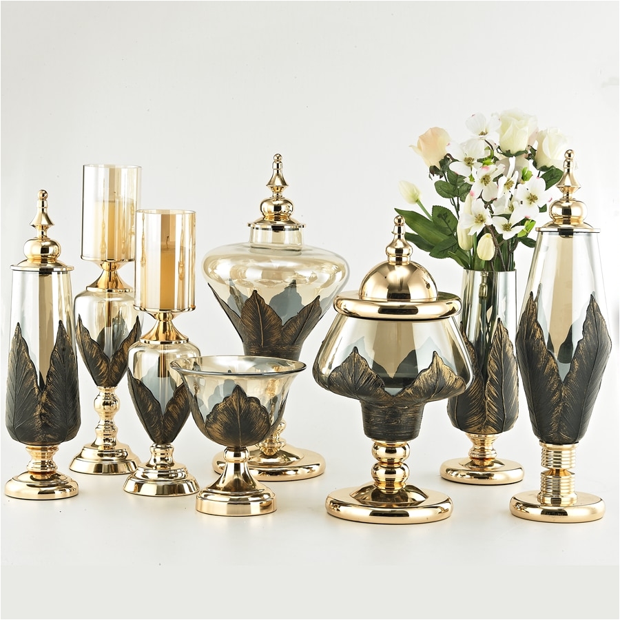 european glass metal candle holders flower glass vase terrarium candlestick home decoration accessories modern candy jar