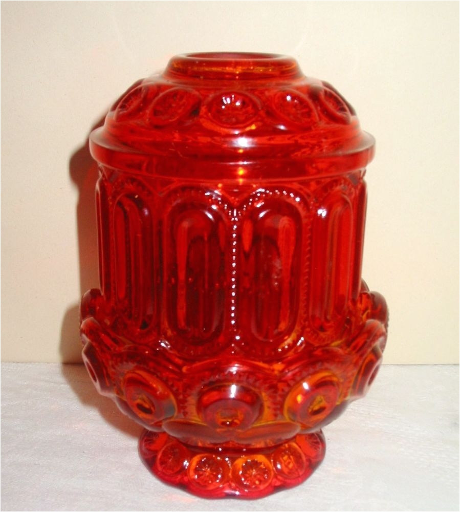 vintage l e smith glass moon stars red yellow amberina oil fairy courting lamp glass collection