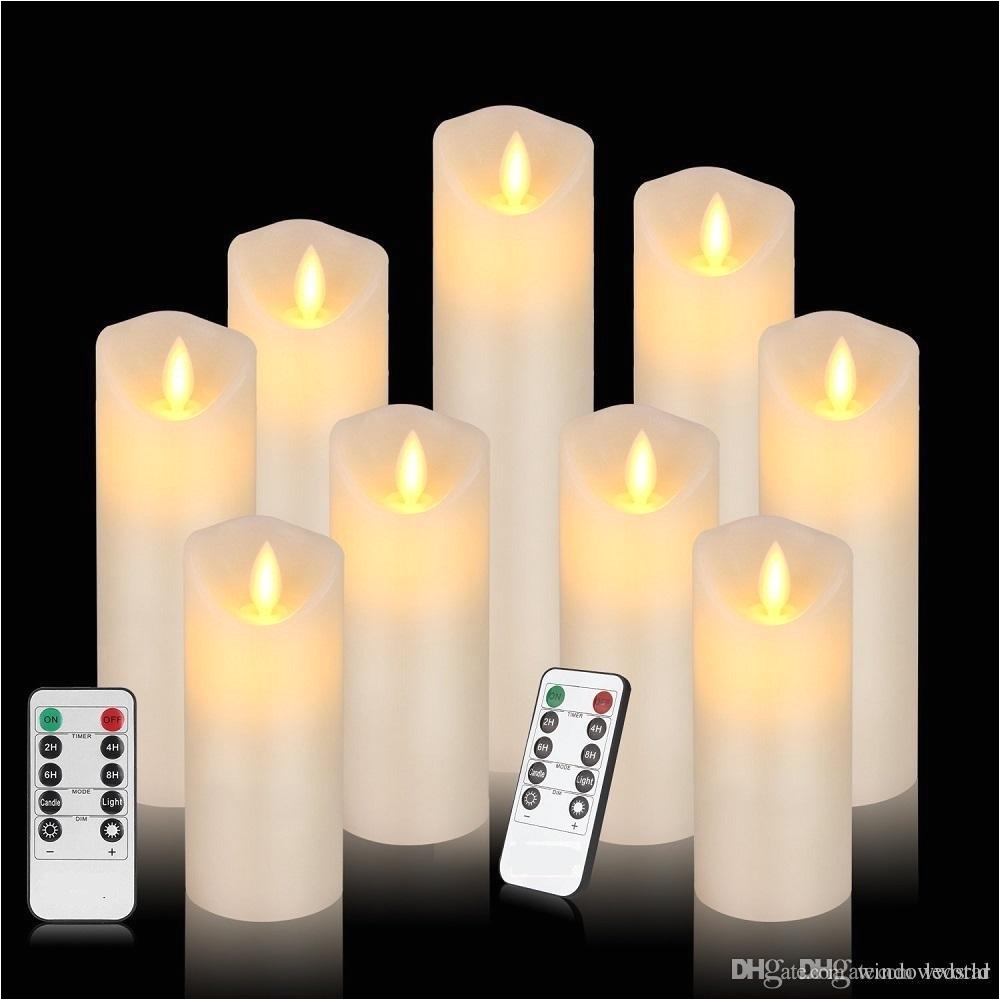 2018 flameless led candles battery operated flickering light pillar real smooth wax with timer and 10 key remote for weddingset of 9 from windowworld