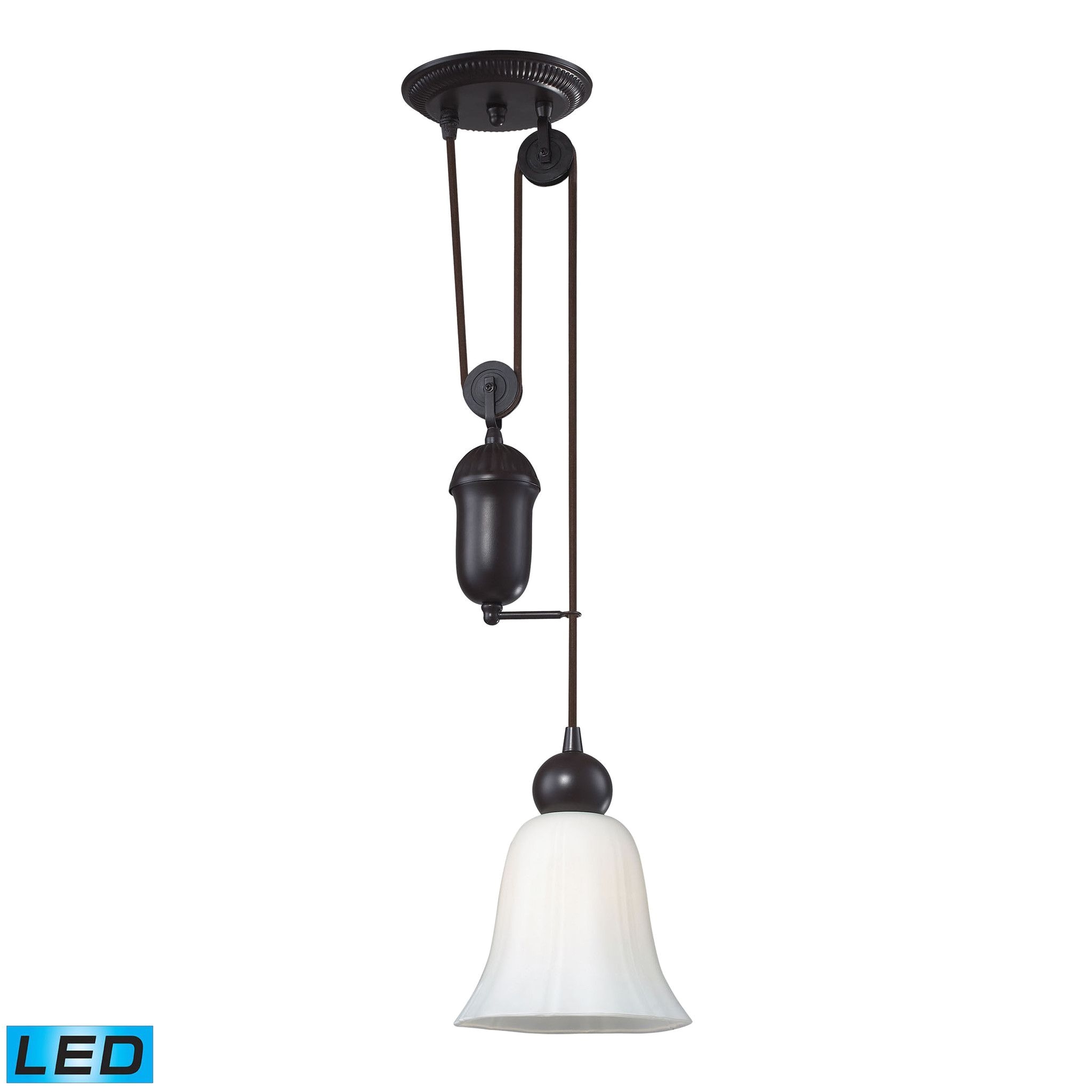 farmhouse 1 light adjustable led pendant in oiled bronze