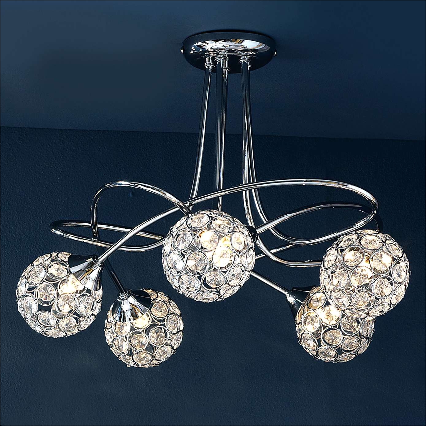 fitting light 55 99 sphere five light chrome ceiling fitting dunelm house