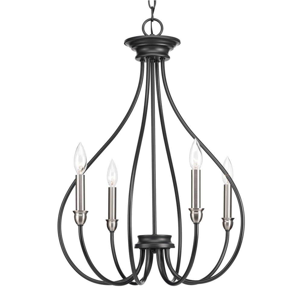 progress lighting whisp collection 4 light graphite chandelier with brushed nickel accents