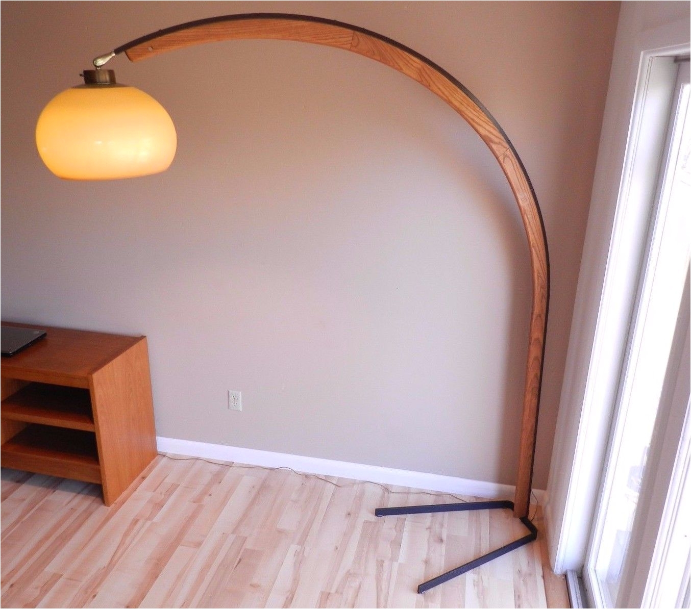 vintage mod era metal wood arc floor lamp arch california ebay wood floor lamp