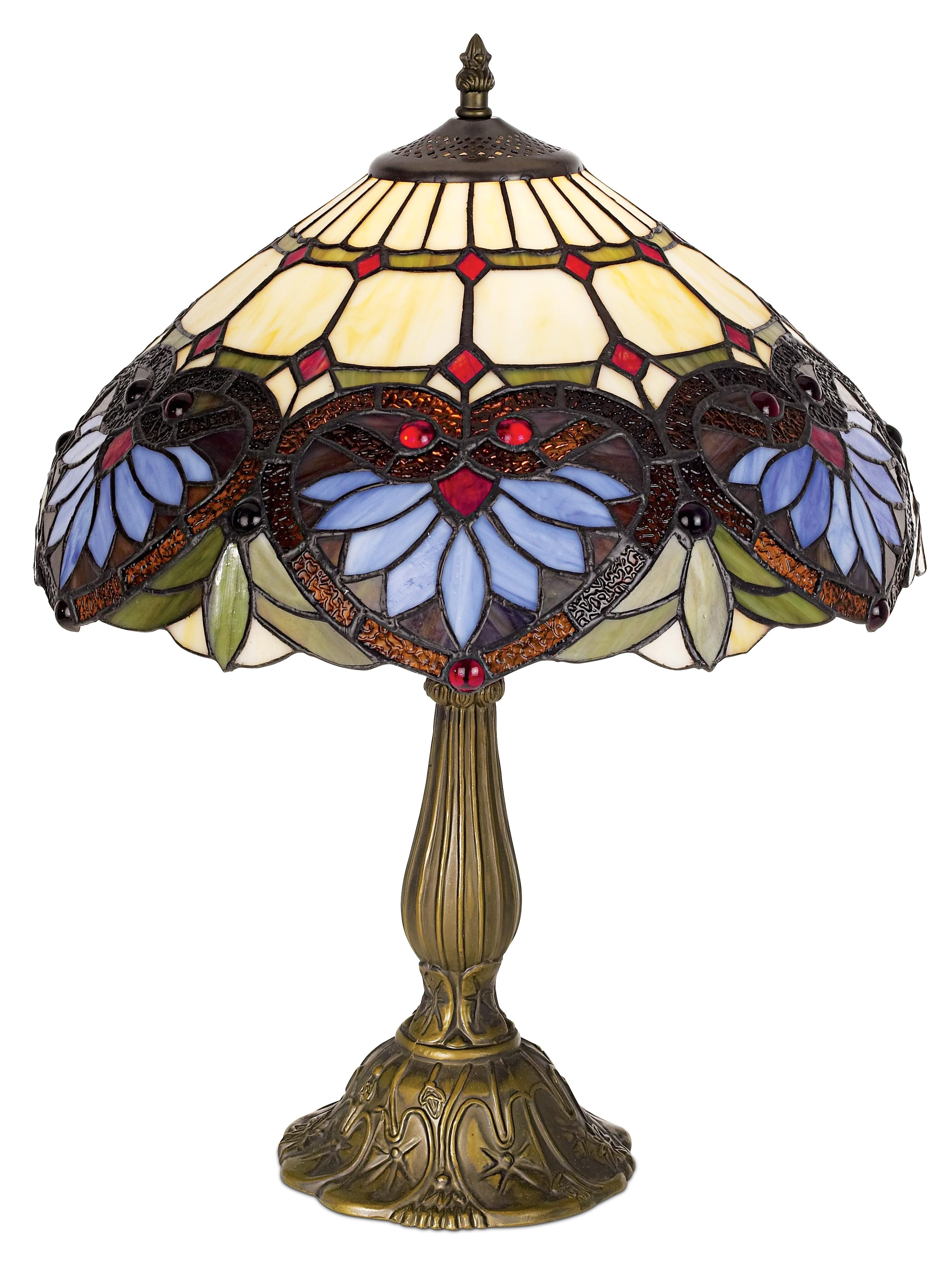 heart motif art glass 22 high table lamp