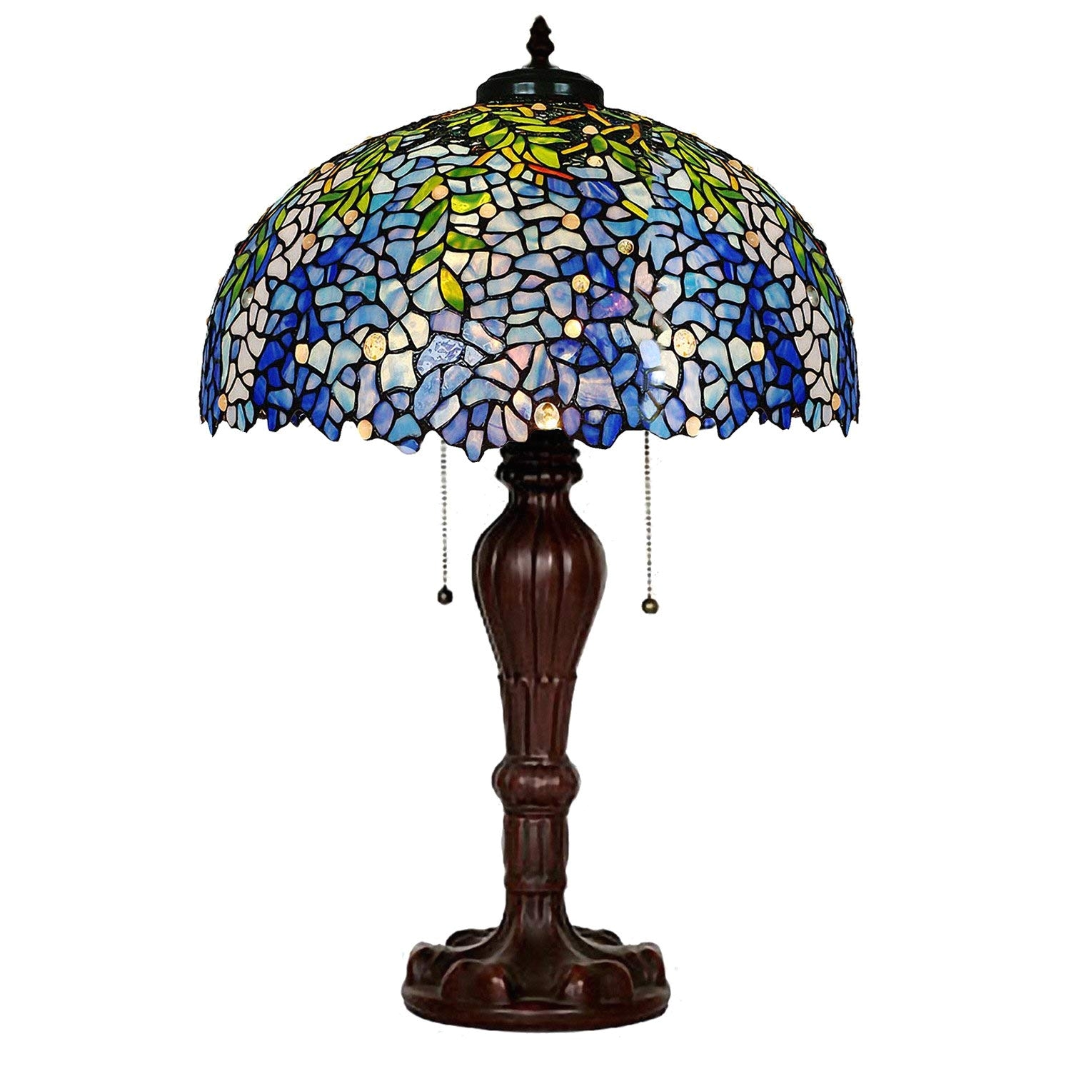 table lamps magcolor tiffany style stained glass purple wisteria table lamp with 16 inches handmade lampshade and brown round lamp base made of zinc alloy