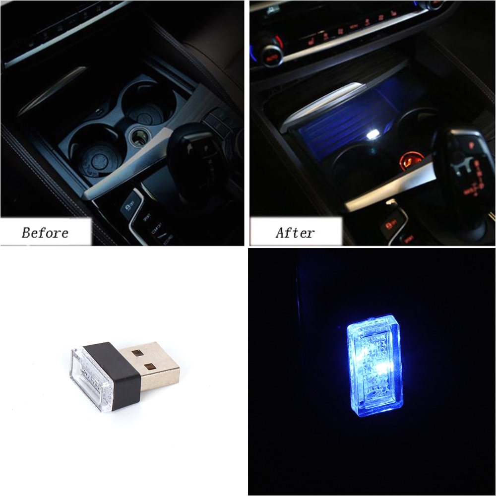 Tool Box Lights Kemimoto Car Cup Holder Storage Box Light Usb Blue Light for