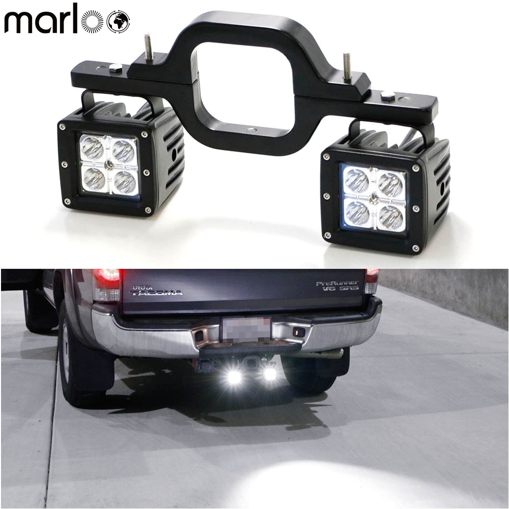 marloo tow hitch mount 3x3 16w led pod backup reverse lights rear search lighting off
