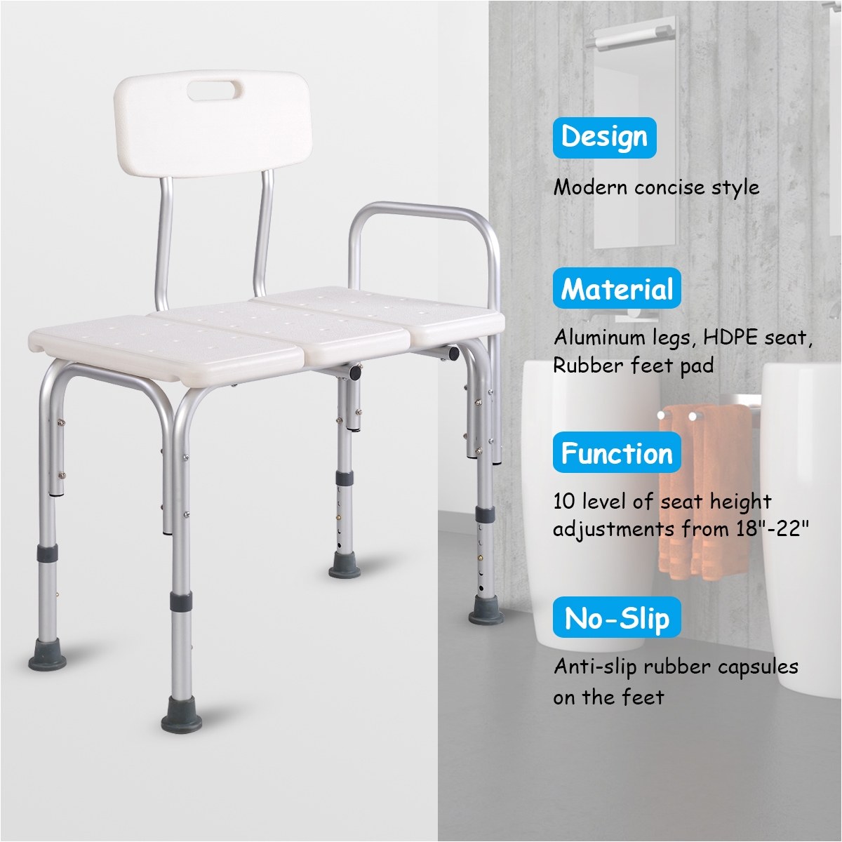 goplus shower bath seat medical adjustable bathroom bath tub transfer bench stool chair walmart com