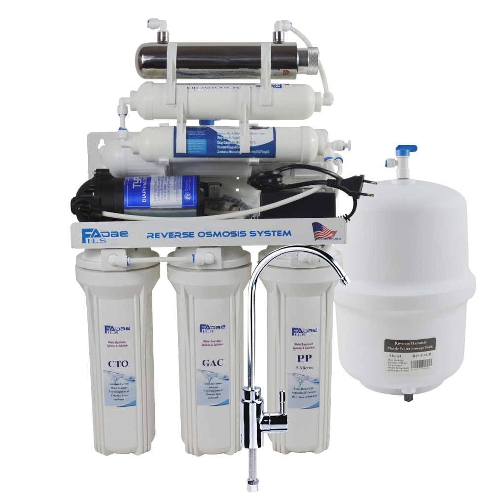 7 stage undersink reverse osmosis drinking water filtration system with alkaline remineralization filter and uv 50gpd 220 240v in water filters from home