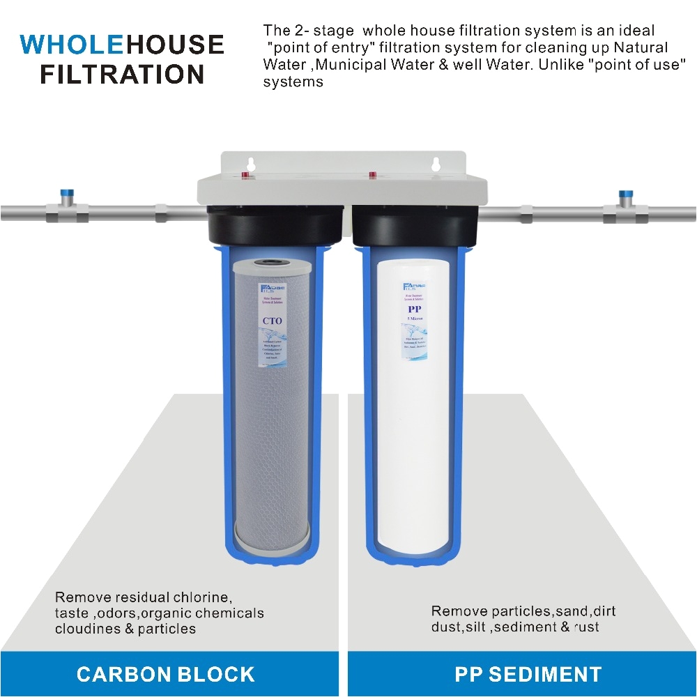 aliexpress com buy 2 stage whole house water filtration system 1 inch brass port with 20 big blue pp sediment carbon block filters wrench from