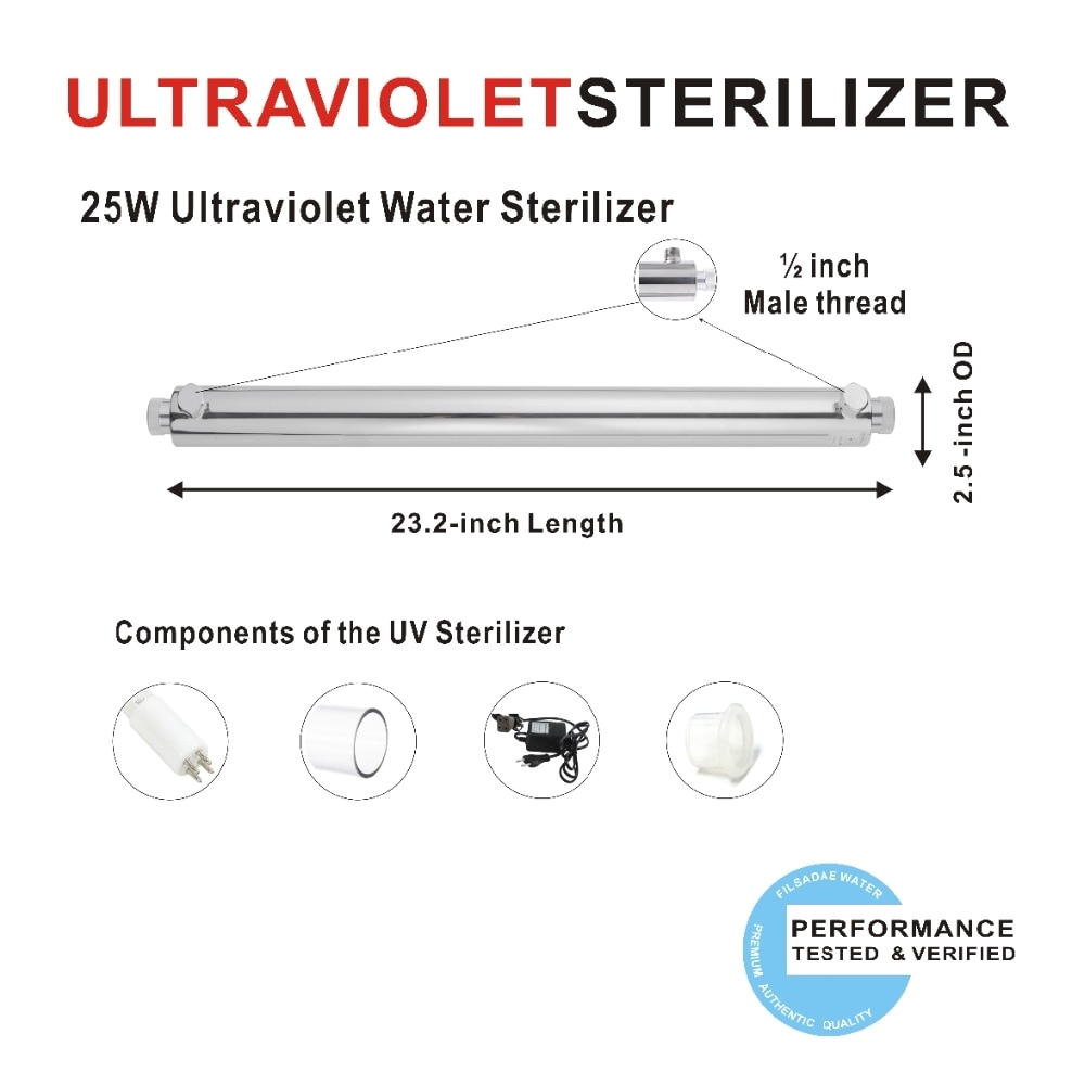 25w ultraviolet light water purifier whole house uv sterilizer 6 gpm anti bacteriapower 200 240v europe two pin plug in water filter parts from home