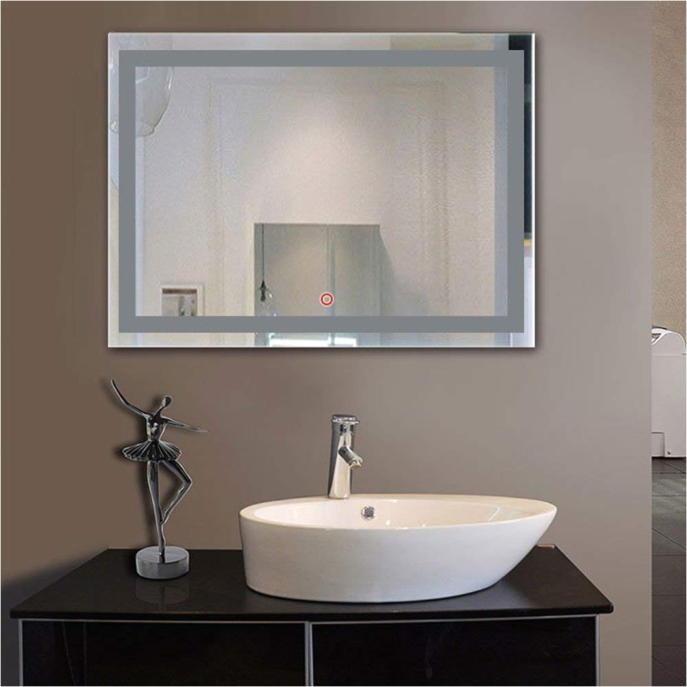 amazon com decoraport 40 inch 24 inch horizontal led wall mounted lighted vanity bathroom silvered mirror with touch button a ck010 g home kitchen