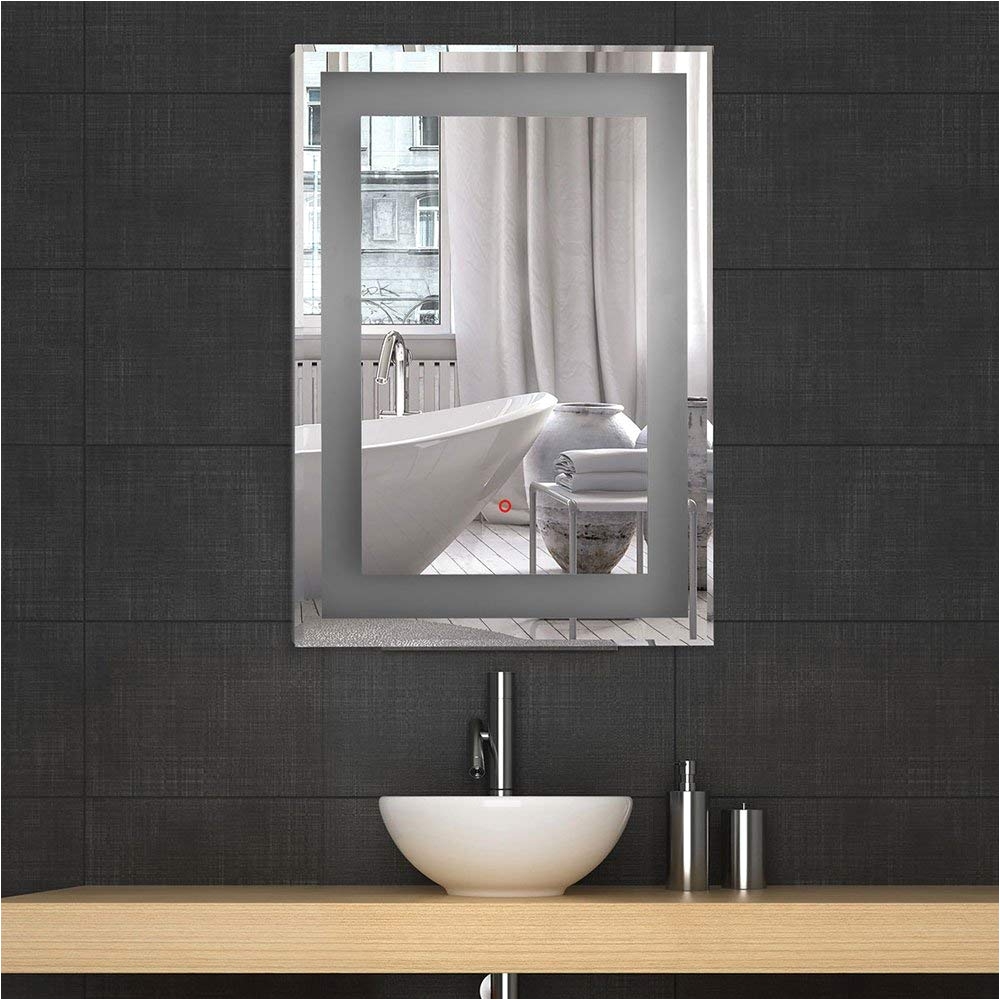 amazon com decoraport vertical rectangle led bathroom mirror illuminated lighted vanity wall mounted mirror 2432 yj 2268h home kitchen