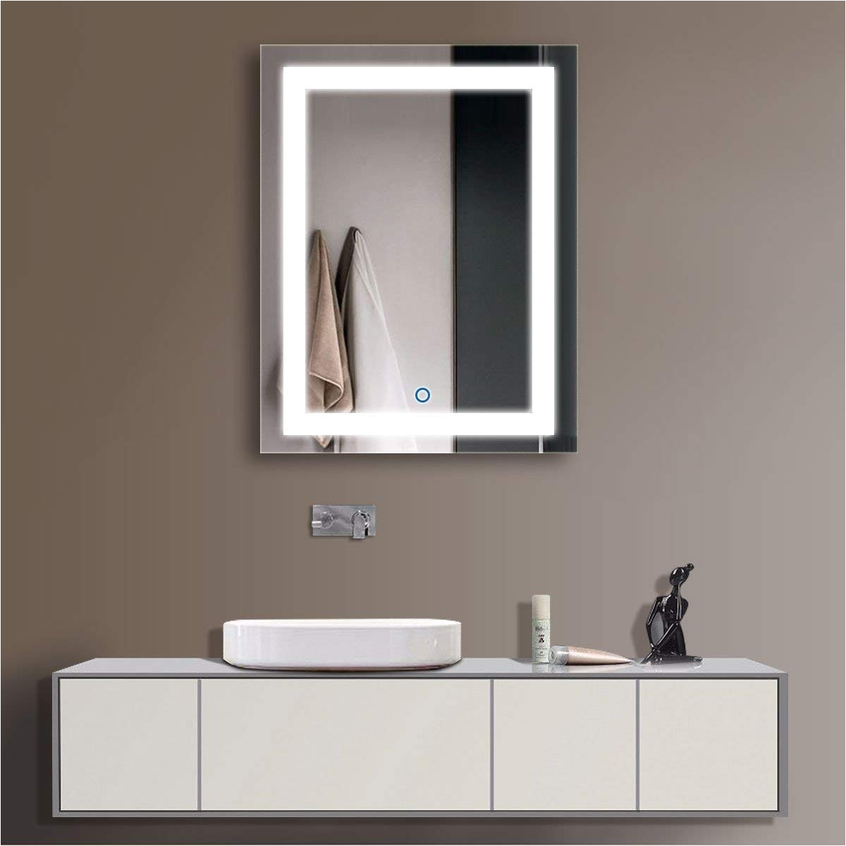 amazon com hyh vertical led bathroom silvered mirror with touch button3628 in dk od ck168 i home kitchen