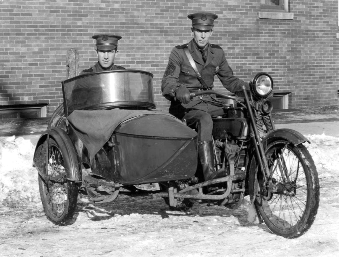 Vintage Police Lights 8×10 Police Motorcycle with Sidecar Harley Davidson Early