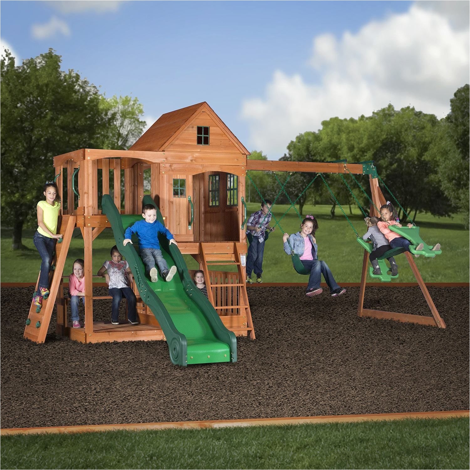 backyard swing sets walmart pacific view wooden swing set