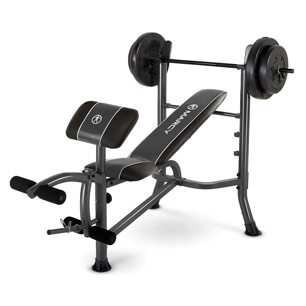 marcy standard bench w 80lb weight set quality strength